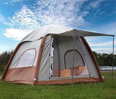 Umbalir Upgrade Inflatable Camping Tent with Pump, Easy Setup 4 Season Glamping Tent, 2-4 Persons Waterproof Windproof Outdoor Self-Supporting Air Tent-7.8FT x 7.8FT x 5.6FT