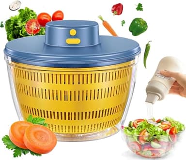 Electric Salad Spinner 4.2-Quart Lettuce spinner,Fruit cleaner spinner Vegetable Dryer,Fruit Washer with Bowl and Colander,Salad Dryer Mixer for Vegetables,Greens, Herbs, Berries