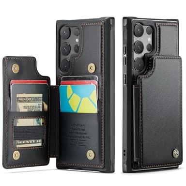 Vinich for Samsung Galaxy S25 Ultra Wallet Case with Card Holder, RFID Blocking Credit Slots Kickstand Shockproof Phone Cover Fit for Galaxy S25 Ultra 6.9" Black