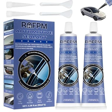 ROFPM Automotive Adhesive Sealant for Repair Car Body, 100ml Auto Body Glue Bonding Heat Resistant, Heavy-Duty Black Silicone Adhesive Glue for Car Door, Interior, Metal, Plastic (1.69 floz*2)