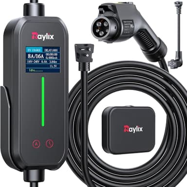 2026 Upgraded Level 1&2 Portable EV Charger, 8-16Amp Adjustable Current & Timer, 110V–240V, NEMA 5-15 & 6-20 Plug, 21Ft EV Charging Cable, J1772 Electric Car Charger for All PHEV/EV Charging Cord