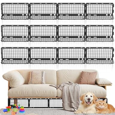 Abiglifty 12Pcs Under Couch Blocker,Under Bed Blocker for Pets,Adjustable Under Furniture Blocker with 30 Ties,Stop Cats & Dogs from Hiding Under Furniture (Black)