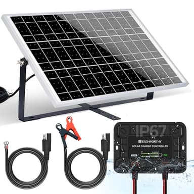ECO-WORTHY 25W 12V Solar Battery Charger Trickle Maintainer, 25W Waterproof Solar Panel Kit + Adjustable Mount Bracket + Upgrade Controller,for 12V Batteries Cars RV Boat Motorcycle Marine