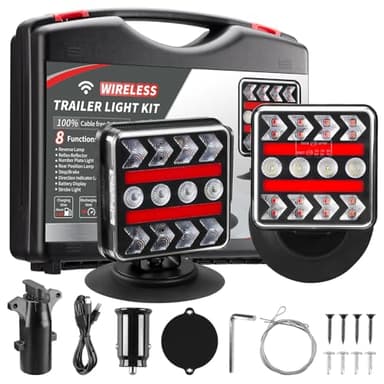 inhtgeas Wireless Trailer Lights – Magnetic Trail Lights Upgraded 2.4GHz Transmission with Strobe Mode Reverse Lights Multifunction Towing Lights Kit