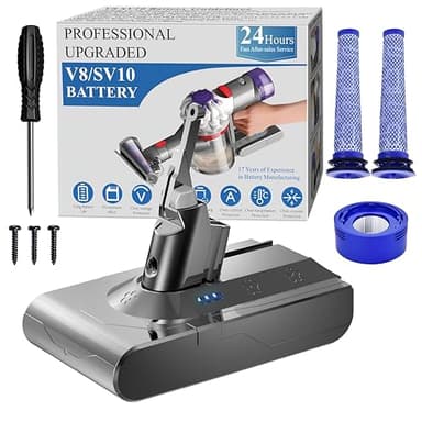 BOTKK Professional 21.6V Replacement for Dyson V8 Battery Replacement SV10 SV25, Compatible with Dyson V8 Animal Absolute Motorhead Fluffy Carbon Fiber Series Cordless Vacuum 215681