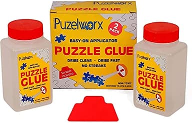 PuzzleWorx Jigsaw Puzzle Glue, Easy-On Applicator Pack of 2, Non Toxic Clear Glue for 1000/1500/2000 Piece Puzzles 4.2 oz Each Bottle (Total 8.4)