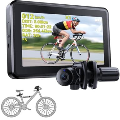 FEISIKE Bike Camera with 4.3" Display, 145° Wide-Angle Night Vision Bike Mirror with Cyclocomputer, Smart Bike Computer with Speed Display for Safer Rides