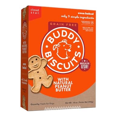 Buddy Biscuits 14 oz. Box of Grain-Free Crunchy Dog Treats Made with Natural Peanut Butter