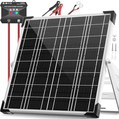 Voltset 12V Solar Battery Charger - 20W Waterproof Solar Panel Kit with Smart MPPT Controller - Trickle Charger Maintainer for Car RV Boat Marine Trailer Automotive Trailer Truck Motorcycle