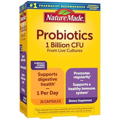 Nature Made Probiotics for Women and Men, Probiotic Capsules 1 Billion CFU from Live Cultures for Immune & Digestive Support, 30 Capsules, 30 Day Supply