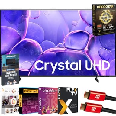 Samsung 65" Crystal UHD U8000F 4K Smart TV (2025) | CPS Exclusive 26 Month Protection, 2X HDMI Cables, Premiere Movies Streaming & Deco Gear Complete Home Theater Beginner's Guidebook
