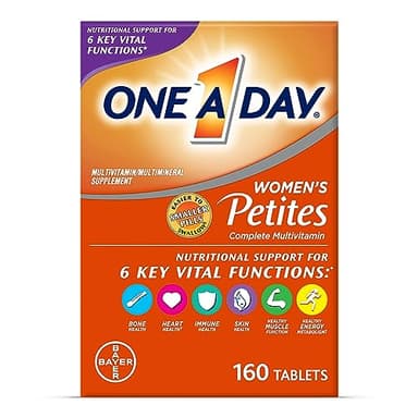 One A Day Women’s Petites Multivitamin,Supplement with Vitamin A, C, D, E and Zinc for Immune Health Support, B Vitamins, Biotin, Folate (as folic acid) & more,Tablet, 160 count