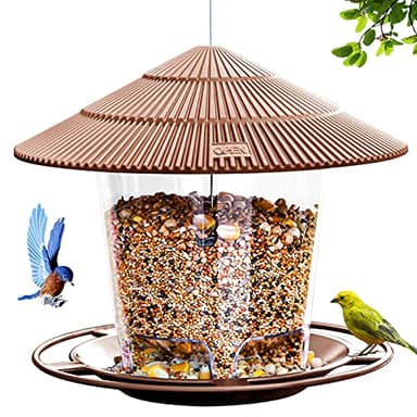 Hanizi Bird Feeder Outdoor Hanging for Wild Bird Seed, Brown
