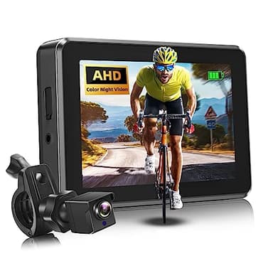 ATOVANKA Bicycle Rear View Camera with 4.3' HD Monitor, Color Night Vision and 110 Wide Angle View, Compatible with E-Bike, Mountain and Road Bikes