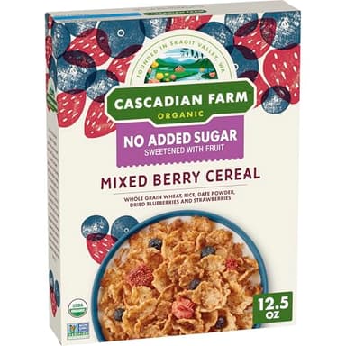 Cascadian Farm Organic Mixed Berry Cereal, No Added Sugar, 12.5 oz