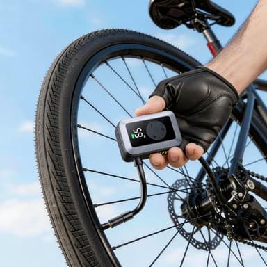 DSUY Mini Bike Tire Pump, 120PSI Portable Electric Bicycle Air Pump with Digital Gauge & Auto-Stop, 20s Faster Inflation for Road Bike, Mountain Bike, E-Bike – Presta/Schrader Valve Compatible