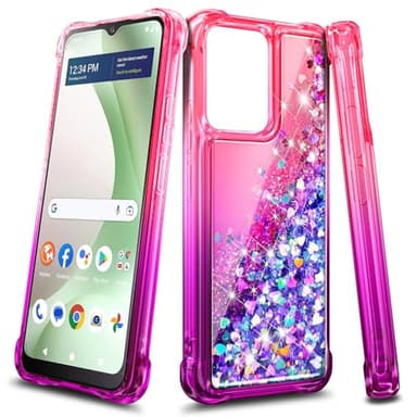 WDHD Designed for BLU View 5 Phone Case (B160V), Bling Sparkly Glitter Floating Liquid Waterfall Women Girls Kids Cute Phone Cover (Pink/Purple)