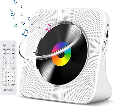 Gueray CD Player Portable Bluetooth Desktop CD Player for Home with Timer Built-in HiFi Speakers with LCD Screen Display Boombox FM Radio USB Type-c (White)