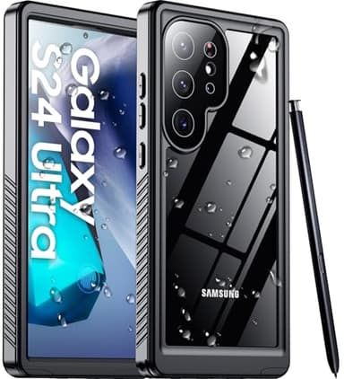 Temdan Designed for Samsung Galaxy S24 Ultra Case,Waterproof Built-in Lens & Screen Protector [Full Body Shockproof][Military Drop Proof][IP68 Underwater] Phone Case for S24 Ultra 5G-Black (2024)