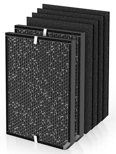 Ecofort 3500 Replacement Carbon Filter Compatible with Air Doctor 3500, 3000, 3500i, 3000M Air Purifiers, Includes 2 Carbon VOCs Filters, 4 Sponge Pre-Filters, Comparable to Part # ADF3002, ADF3003