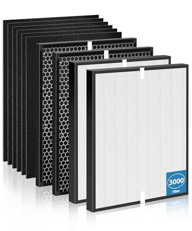 10 Pack AD3000 Replacement Filter Compatible with 3000 Air Purifi-er, with 2 main filter + 2 Activated Carbon filters + 6 Carbn Pre-Filters