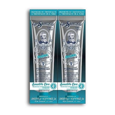 Dr. Sheffield’s Certified Natural Toothpaste (Sensitive) - Fluoride Free Toothpaste/SLS Free, Antiplaque & Whitening (2 Pack)
