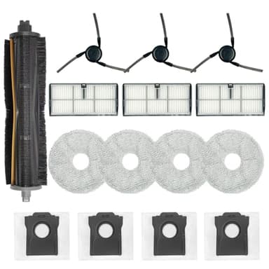 15PCS Replacement Parts for Dreame X40 Ultra/Master Complete L40 Ultra MOVA P10 / P50 Pro Ultra Accessory Set with Mop Pads X4; Dust bag X4; Filter HEPA X3;Tri-cut Main Brushe X1; Side Brushes X3