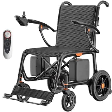 28lbs Ultralight Foldable 100% Carbon Fiber Electric Wheelchairs for Adults, FreeWink Bluetooth Control 28 Miles Long Range Power Wheelchairs with 2 Lithium Batteries for All Terrain Airline Approved