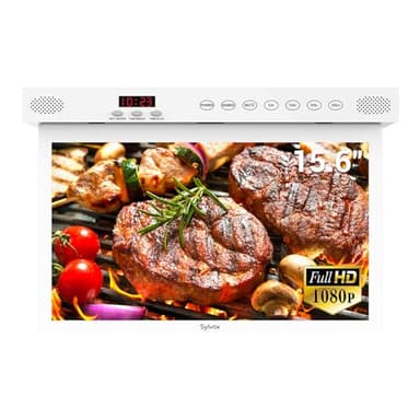 SYLVOX 15.6 inch Smart TV, 1080P FHD RV TV Under Cabinet Television, Android TV Rotated & Folded, Support Google Assistant WiFi Bluetooth, Small TV for Kitchen, Bedroom, RV Camper