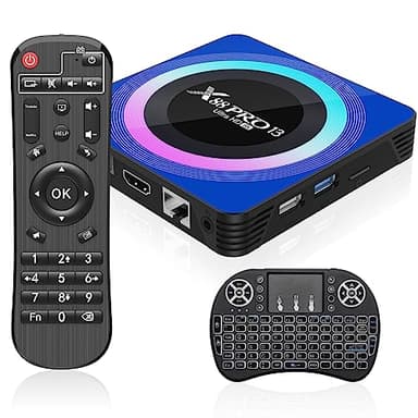 Android 13.0 TV Box, 8K Android Box 2026 with 4GB RAM 32GB ROM RK3528 Quad-Core Support WiFi6 2.4Ghz/5.0Ghz HDR10 BT 5.0 H.265 3D Ethernet with Mini Backlit Keyboard