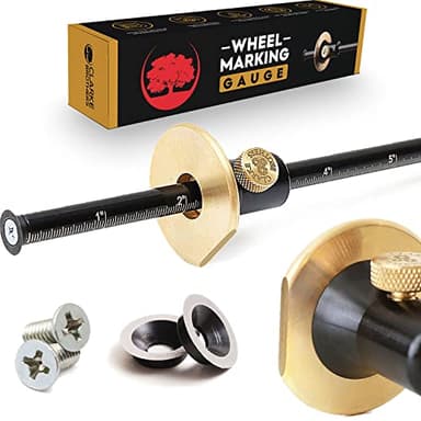 Clarke Brothers Wheel Marking Gauge - Woodworking Marking Scriber Kit With 2 Replacement Cutters - Wood Marking Tools With Graduated Inch & MM Scale - Solid Metal Bar Wood Scribe Tool For Carpenter