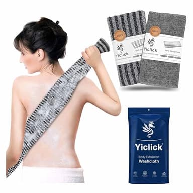 Yiclick 2PCS Exfoliating Washcloth Towel - Exfoliating Body Scrubber Exfoliator, Loofah Sponge Wash Cloth, Korean & Japanse & African Net Sponge Rag - Back Scrubber Washer for Use in Shower Bath