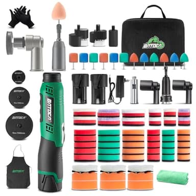BATOCA S6 Mini Polisher Cordless Polisher for Car Detailing, 2x2.0Ah Batteries, 0mm Rotary Buffer, 3mm and 12mm Dual Action Polisher 1-3 Inch, 2 Different Speeds Heads Systems, 4.2k-21k or 1-5k RPM