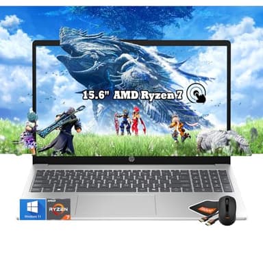 HP 15.6" FHD Touchscreen Laptop | AMD Ryzen 7 7730U (Beats i9-10880H) | 32GB RAM | 1TB SSD | Wi-Fi 6 | Win 11 | Portatil Computadora Laptop -Business School College | W/Accessories