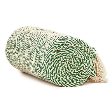 Americanflat 50x60 Throw Blanket - Soft and Breathable Cotton Throw Blanket for Couch, Bed, Chair - Decorative Blankets Perfect for Home, Office, or Outdoor Use - Sage and Beige Herringbone Design