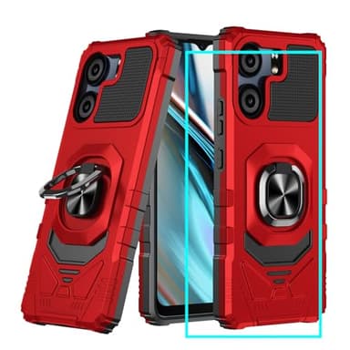 for BLU View 5 Phone Case/BLU F5 5G Case with Screen Protector,Blue View 5 Phone Case with Magnetic Ring Kickstand,Dual Layer Heavy Duty Military Grade Shockproof Cover for Blu View 5 B160v Red