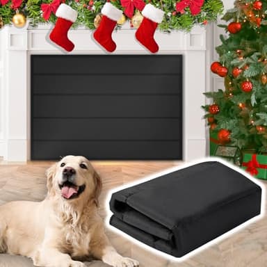 JUIN Magnetic Fireplace Cover Indoor: 39×32 Fire Place Blanket for Brick/Gas Fireplace - Magnet Fireplace Mat Air Blocker Proof Screen for Heat Loss Living Room Insulation