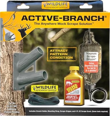 Wildlife Research Center Active-Branch Mock Scrape Kit for Whitetail Deer Hunting, Includes Golden Scrape Premium Scrape Scent