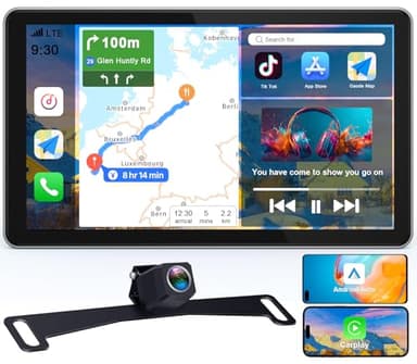 Thybro Portable Apple Carplay with Backup Camera: Plug-Play 15-Mins DIY Installation Carplay Screen - Compatible with 99% of Older Cars Upgraded - Wireless Seamless Connection for Apple/Android Auto
