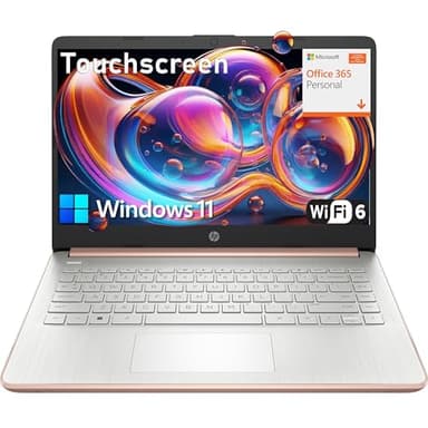 HP Touchscreen Laptop Computer with 1-Year Office 365, Intel High Performance CPU, 4GB RAM, 1TB Cloud & 64GB eMMC Storage, 14", WiFi 6, Bluetooth 5.4, Type-C, HDMI, Pale Rose Gold, Windows 11 S
