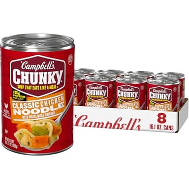 Campbell’s Chunky Soup, Classic Chicken Noodle Soup, 16.1 Oz Can (Case of 8)