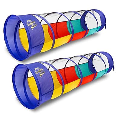 Kiddey Play Tunnel Pop Up Tunnel Toys for Toddlers, Kids Multicolored Tunnel for Indoor/Outdoor Fun, Crawl & Play, Obstacle Course for Kids Gifts for Toddlers - Balls Not Included (2 Pk)