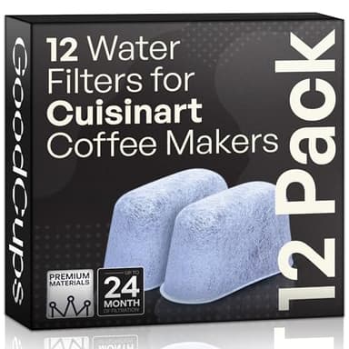 12 Pack Water Filters for Cuisinart Coffee Makers by GoodCups - Replacement Charcoal Water Filters - Fits All Cuisinart Coffee Machines