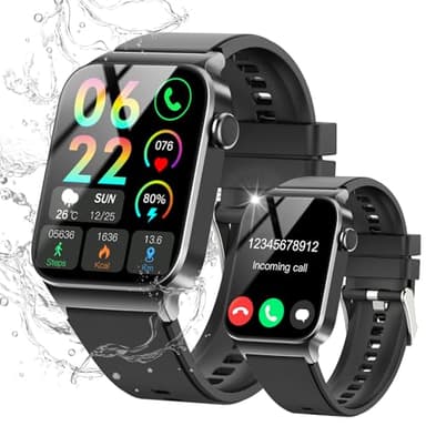 STECEi Smart Watch for Men Women Bluetooth Call, 1.85" HD Screen Smartwatch with Heart Rate/Sleep Monitor, 110+ Sport Modes Activity Trackers IP68 Waterproof, Fitness Watch Android iOS, Carbon Black