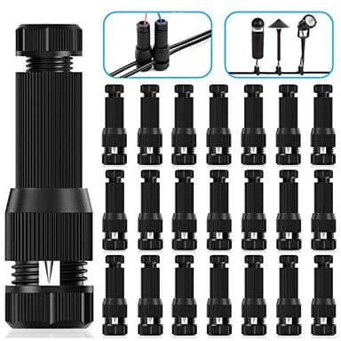 iCreating 22Pack Low Voltage Waterproof Replacement Landscape Light Cable Connector 12-20 Gauge Wire Connectors for Landscape Lighting Path Lights