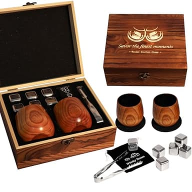 Charred Wooden Bourbon Drinking Glass, Bourbon Gifts for Men, Handcrafted Premium Whiskey Glasses for Dad, Great Whiskey Gifts for Men, Perfect Presents for Boyfriend Father Friends, Wine Tumbler