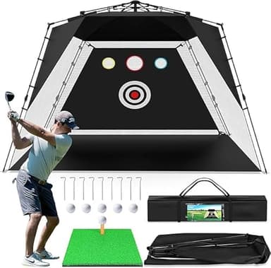 Golf Net,Golf Practice Net with Heavy Base Turf Mat,Easy to Install 10x7.5FT Hitting Aid for Backyard Driving Chipping Swing Training, for Men, Dad