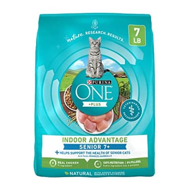 Purina ONE High Protein, Natural Senior Dry Cat Food, Indoor Advantage Senior+ - 7 Lb. Bag