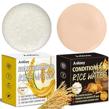 ANKOOY 2 Pack Rice Water Shampoo and Conditioner Set,Deep Cleansing for Damaged Hair,Hair Growth,Thickening,Anti Hair Loss,Strengthen for Volumizing Smooth,Shine, Paraben, Silicone & Sulfate-Free
