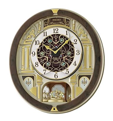 SEIKO Melodies in Motion Wall Clock, Golden Chandelier